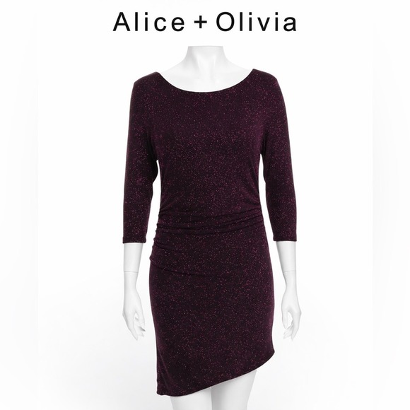 Alice + Olivia Dresses & Skirts - Alice + Olivia Black Purple Sheath Dress Long Sleeve Crew Neck‎